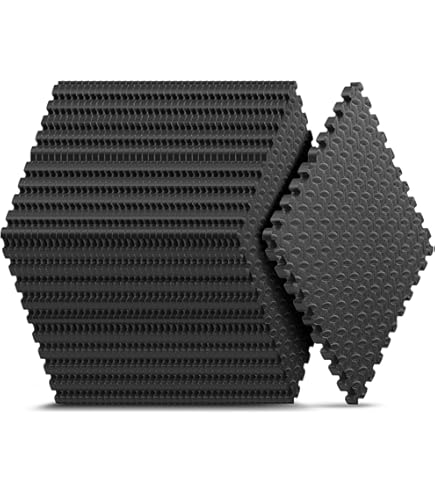 Displays2go 10'x10' Interlocking EVA Foam Floor Tiles – 26-Piece Set, Dark Wood Grain, Non-Toxic For Playrooms & Gyms