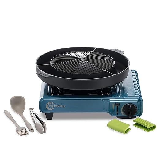 MooVita Barbacoa Set con hornillo de Gas, Nevera Plancha y ...