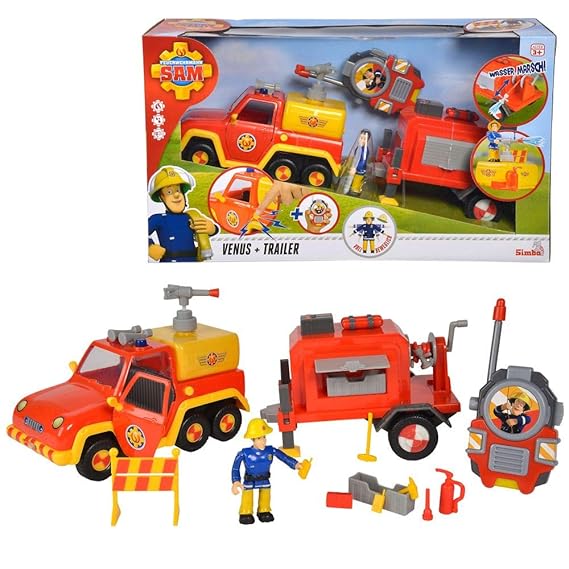 Simba 109251061 - Feuerwehrmann Sam Special Set Venus + Anhänger mit Figur