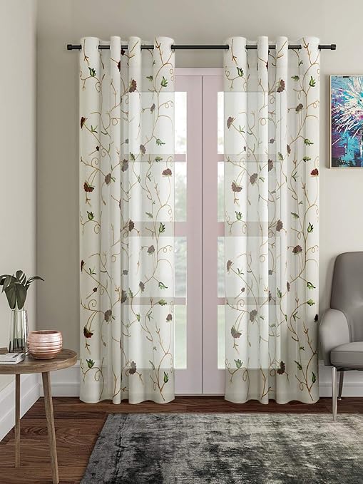 Buy Soumya Embrodiery Sheer Curtain Multi Color 1 Pc Door Curtain