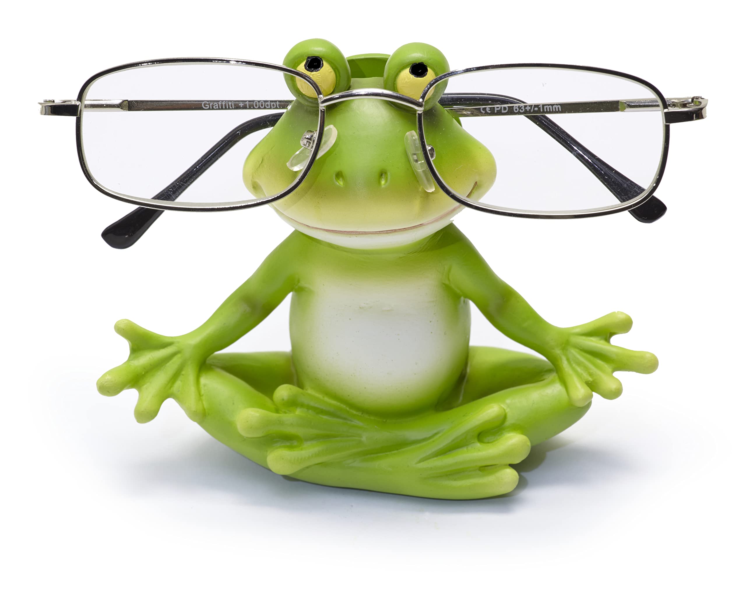 By Bers Glasses Holder Die _Vogel-Design Hand-Painted Animal Real Funny Polyresin for Fun and Young at Heart Gift, frog yoga, One Size