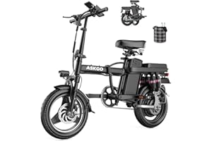 ASKGO Electric Bike for Adults, 48V 15AH Removable Battery, 25MPH 35Miles Commuting Ebikes for Women Men, 500W Brushless Motor, Lightweight 14'' Tires Folding Electric Bicycles, LCD Display