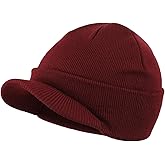 Home Prefer Men's Winter Beanie Hat with Brim Warm Double Knit Cuff Beanie Cap Watch Radar Hat