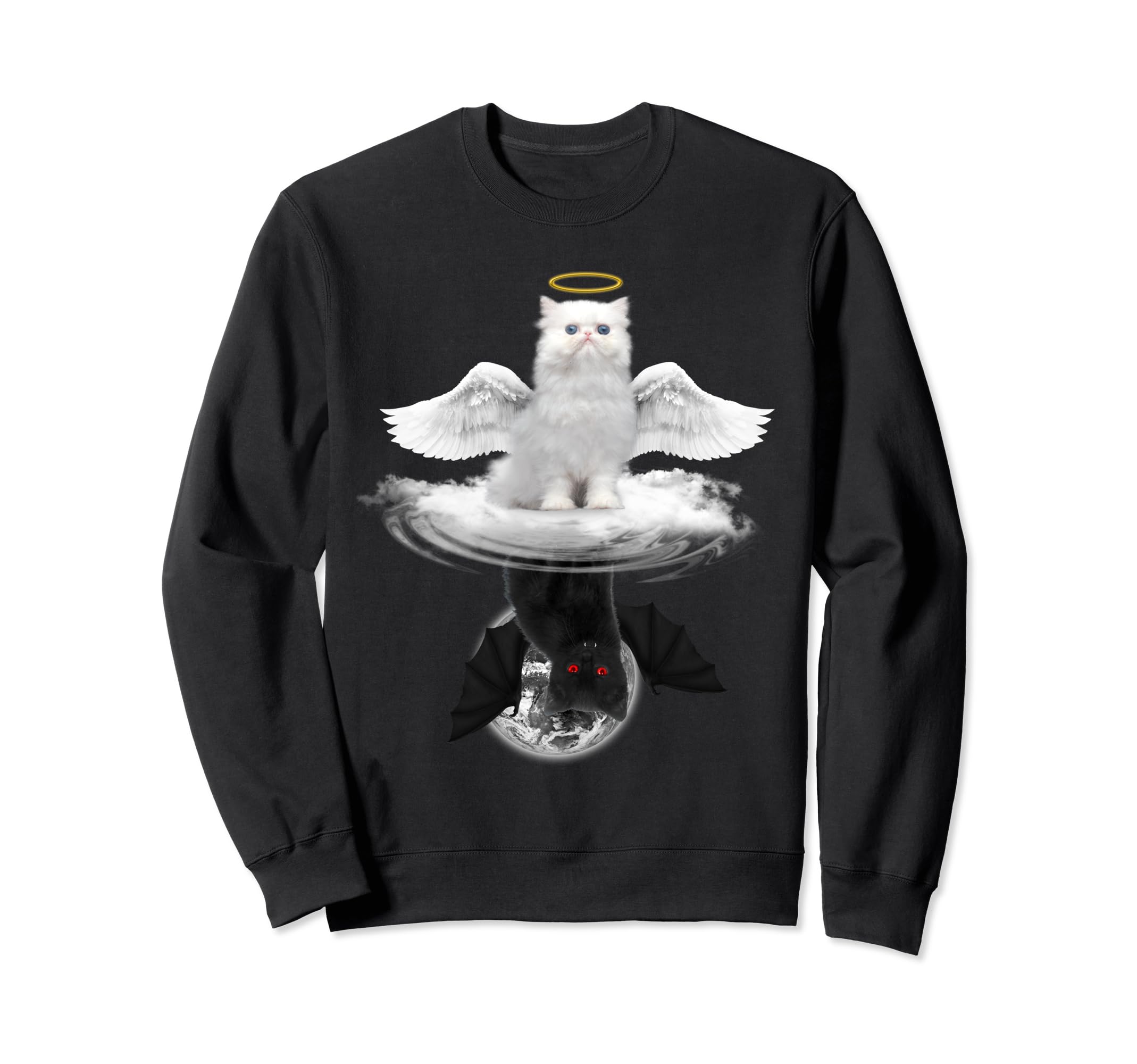 Angel Cat And Devil Cat Funny Kitty Kitten Cats Lovers Sweatshirt