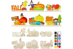 ERTIUANIO 24 Pcs Fall Crafts for Kids Bulk, Fall Arts and Crafts Kits, Thanksgiving Fall Wooden Painting Crafts for Boys Girls Fall Activities Harvest Party Favors Home Classroom DIY Table Decorations