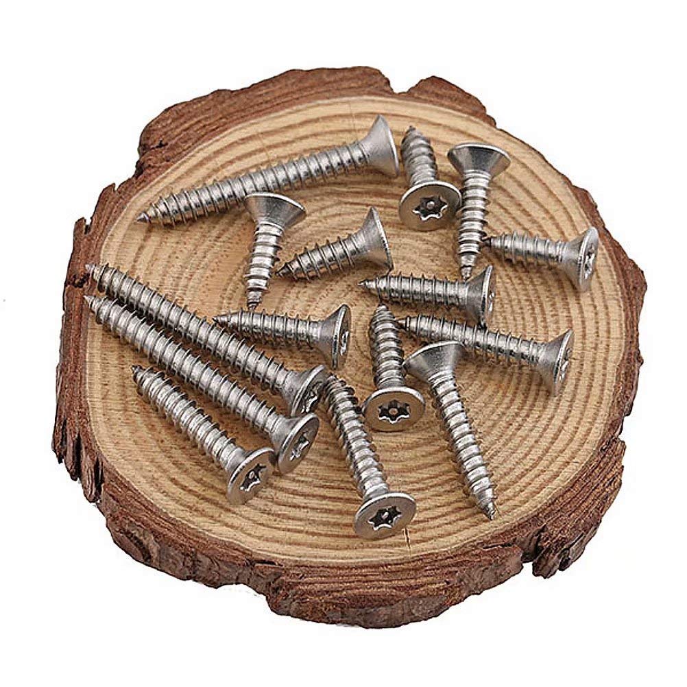 ANSIEDIO Self Tapping Screws Torx Flat Head Wood Screws Stainless Steel Screws, M3.9×32mm,50 pcs