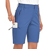 Nomolen Women's 8" 10" Hiking Shorts Quick Dry Lightweight Golf Long Cargo Shorts Casual with Pockets for Travel Outdoor
