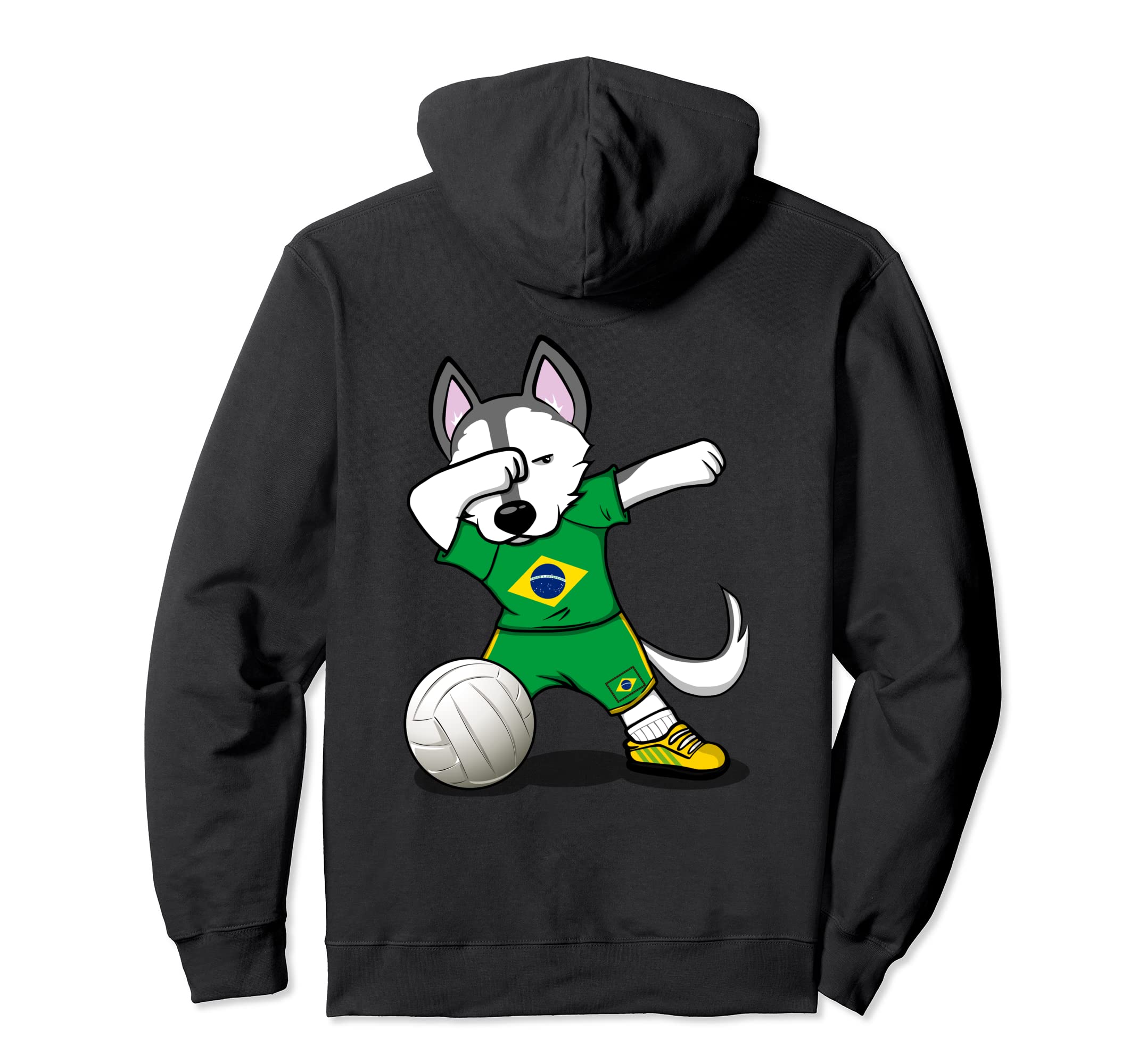 Dabbing Husky Brazil Volleyball Fans Jersey Brazilian Flag Pullover Hoodie