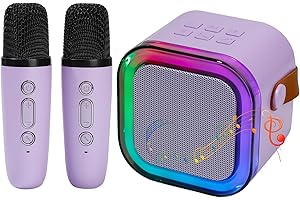 Mini Karaoke Machine for Adults, Portable Karaoke Machine with 2 Wireless Microphones,Singing Speaker, Bluetooth Karaoke Micr