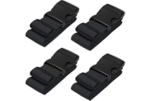 BLUECOSTO Luggage Straps for Suitcases TSA Approved - Black, 4 PK - Premium Nylon Belts for Suitcase, Briefcase & Travel Bag - Adjustable Strap Length 46" - 78"