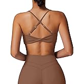 ABOCIW Womens V Neck Twist Back Sports Bra Padded Low Impact Fitness Yoga Bra Workout Crop Top