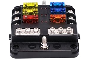ciyeu 6-Way Waterproof Fuse Block,with LED Indicator 12 Circuits with Negative Marine Fuse Box for Dc 12/24V Car Boat RV Truc