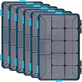 Wonderjune 6 Pack Fishing Tackle Boxes Waterproof 3600 and 3700 Tackle Trays with Removable Dividers Plastic Lures Terminal Storage Organizer Box for Bait Vault (3600, Blue)