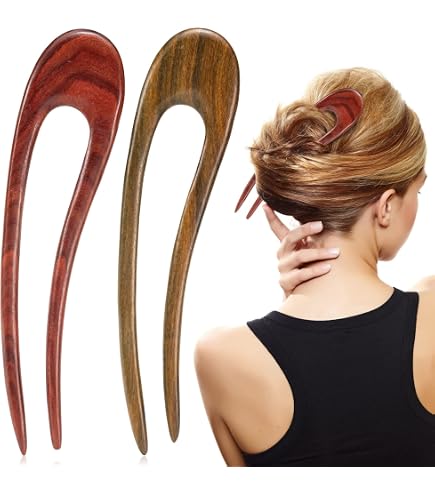 Amazon.com : CHOISBEING French Hair Pin for Women Wooden  display picture 3