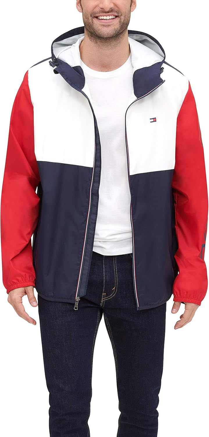 Tommy Hilfiger Mens Active Water Resistant Rain Jacket Men Clothing