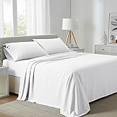 Carressa Linen 100% Egyptian Cotton Queen Sheet Set - 800 High Thread Count Egyptian Cotton Sheets Queen Size (4 PC, Crisp White), Soft, Cooling, 16" Deep Pocket Sateen Weave Luxury Hotel Bed Sheet