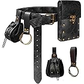 Belt Pouch Waist Bag Fanny Pack Steampunk Phone Holder Casual Medieval Renaissance Cosplay Costume Accessories (2Pouch-Black)