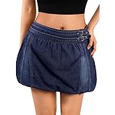 Remidoo Women's Denim Bubble Mini Skirt Jean Low Waisted Skirts Y2k Streetwear