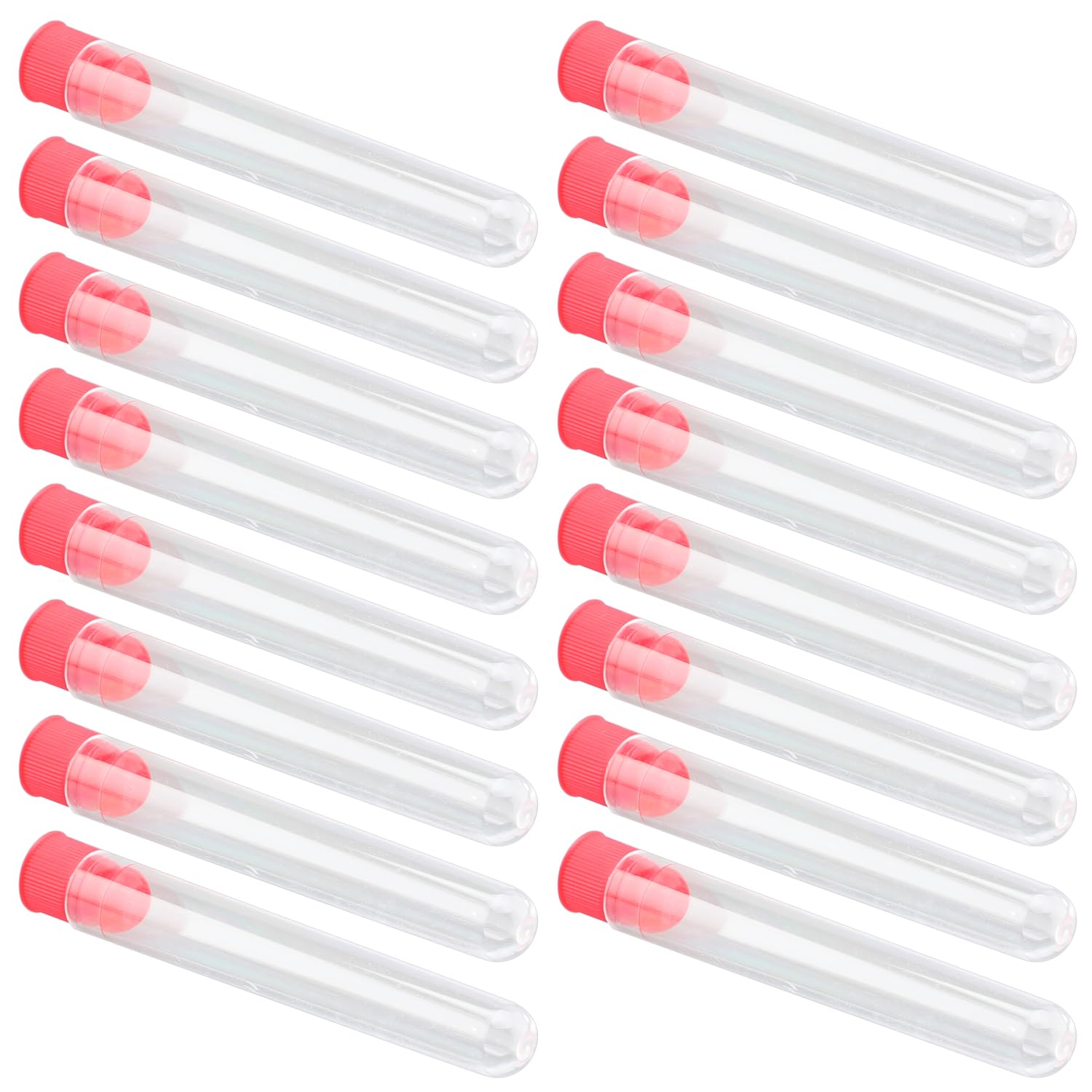 Othmro 200pcs Plastic Test Tubes, 12mm×75mm Test Tubes with Lids, Transparent Test Tubes with Red Lids Sealing Test Tube for Powder Liquid Candy Jewelry Seed Beads