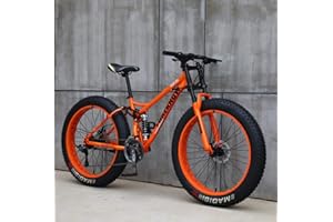 Mens Mountain Bike 26 Inch Full Suspension Mountain Bikes Bicycle, Soft Tail Dual Suspension Fat Tire Bike Double Disc Brake,
