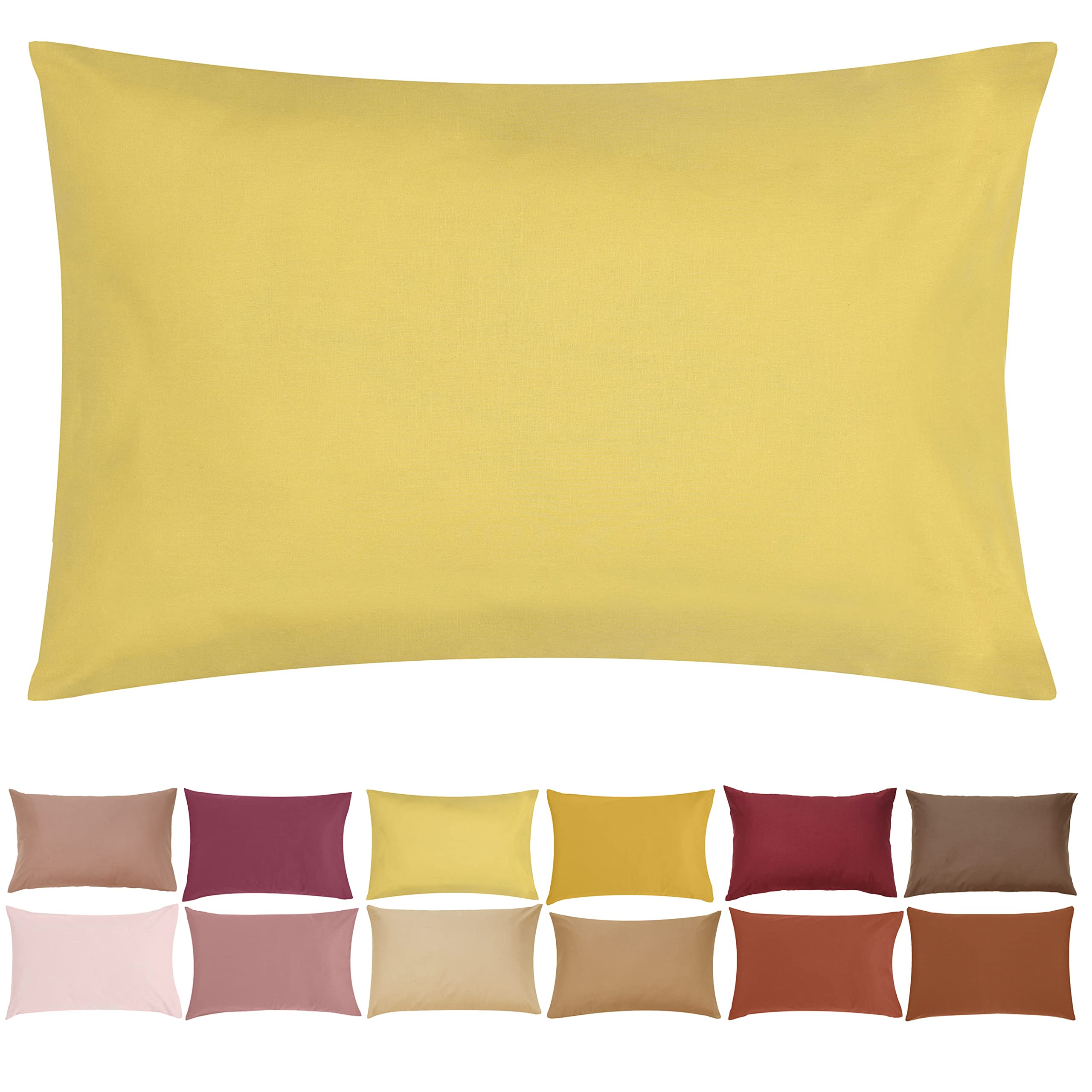 P'tit Basile - Baby toddler Pillowcase cover - 40x60 cm - Ocher yellow - 100% soft Organic Cotton, Gots and Oeko-tex certified - Plain Cot Bed Pillow case with Envelope Closure