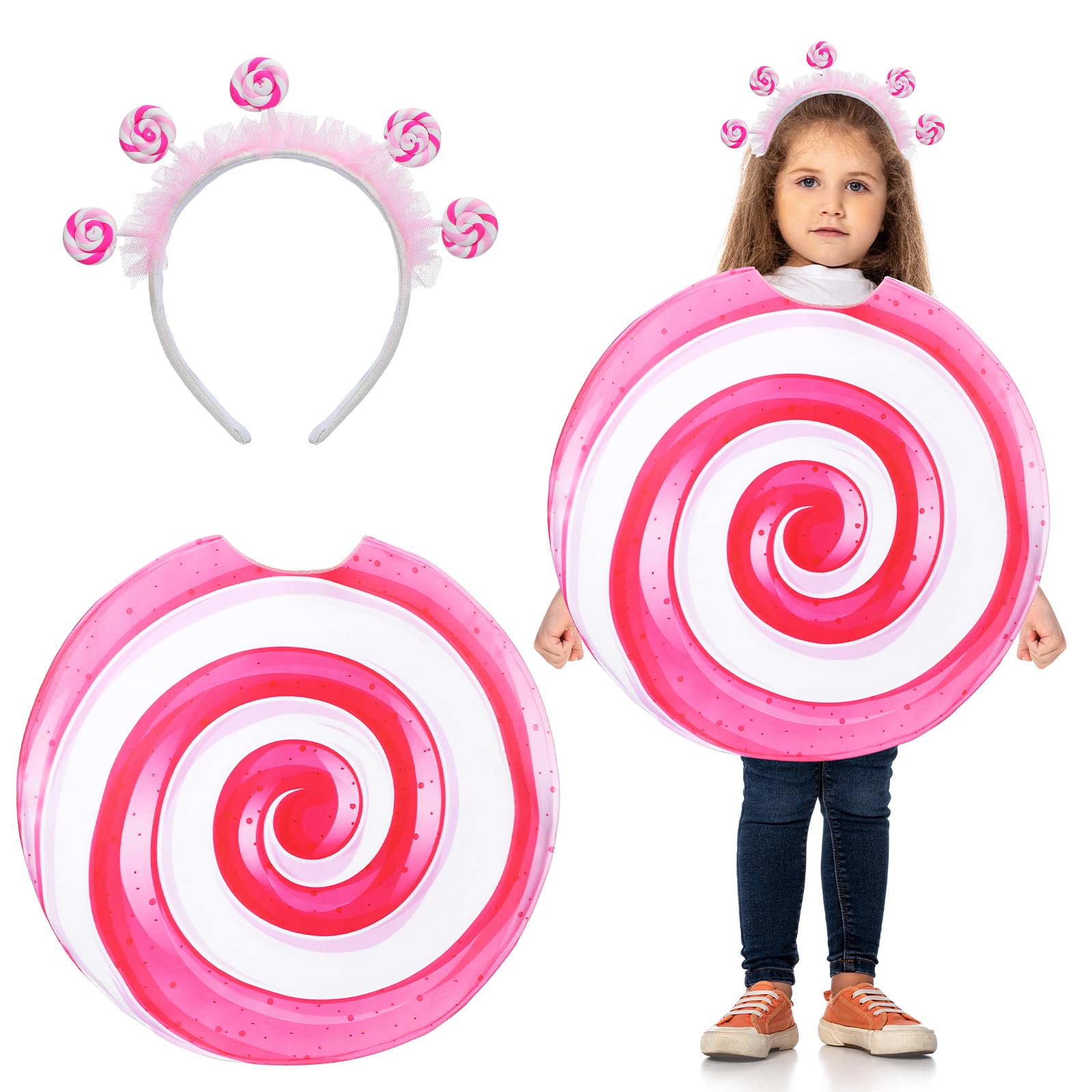Photo 1 of **Missing headband**JenPen 2 Pcs Lollipop Costume for Kids Candyland Costume Accessories Rainbow Candy Outfits for Girls Halloween Christmas Lollipop Theme Cosplay Accessories