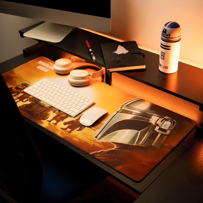 XXL The Mandalorian and Grogu Mouse Pad - Tapete de secretária Protetor de secretária: Impermeável e antiderrapante (80X35 cm)