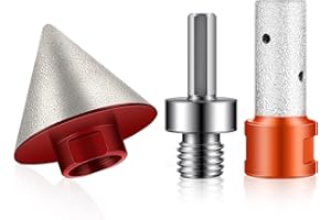 Lothee 3 Pcs Diamond Beveling Chamfer Bits with 5/8-11 in Thread Adapter 3/5" Diamond Finger Milling Bits for Tile Marble Glass Existing Hole Enlarging Shaping Trimming(1-7/8 Inch,Silver, Red, Orange)