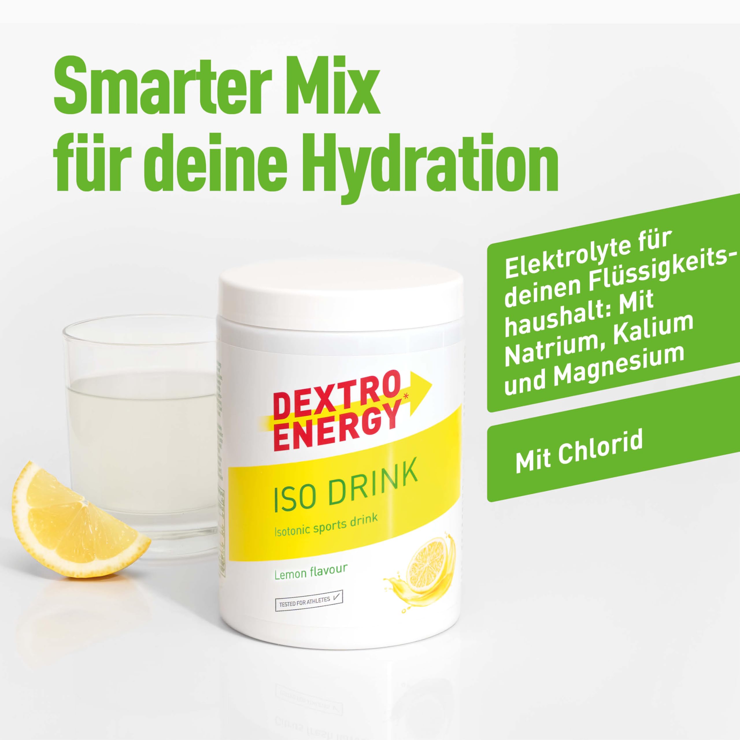 Dextro Energy Iso Drink Elektrolyte Sport Getränkepulver, Lemon, Mit Natrium, Magnesium, Kalium, Chlorid, für schnelle Energieversorgung, 440g, 11 Portionen 4