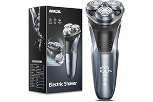 GDKLXL Rechargeable Electric Razor for Men: IPX7 Waterproof Shaver - 1.5H Fast Charge, 4D Flex Precision Blades with Pop-Up Trimmer - Gentle on Sensitive Skin, Travel-Friendly，Grey Blue