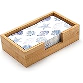Bamboo Napkin Holder Rectangular, 9.5" x 5.5" x 2.5", Wood Guest Towel Tray, Wooden Paper Towels Holder for Kitchen/Bathroom Countertop