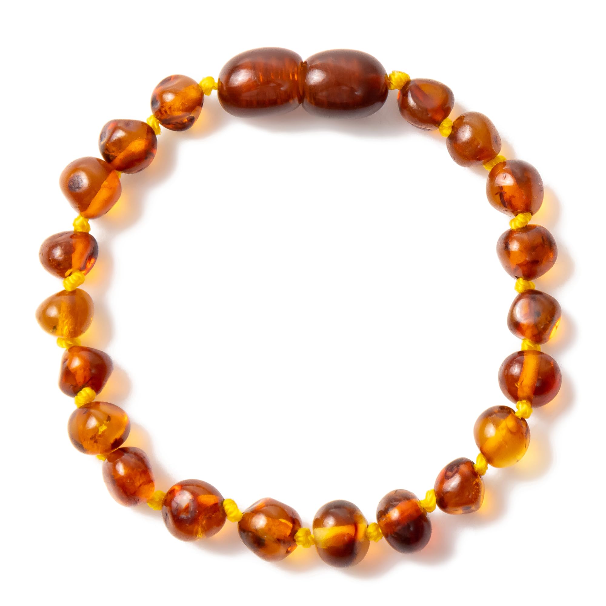 Baltic Amber Bracelets/Anklet Sizes 20cm - Cognac - Handmade Polished - Knotted Between Beads