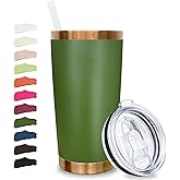 Metalya 20 oz Tumbler Stainless Steel Tumbler with Lid and Straw, Double Wall Vacuum Insulated Travel Coffee Mug for Laser Engrave, Powder Coated Cup for Hot and Cold Drinks (Army Green,1 pack)