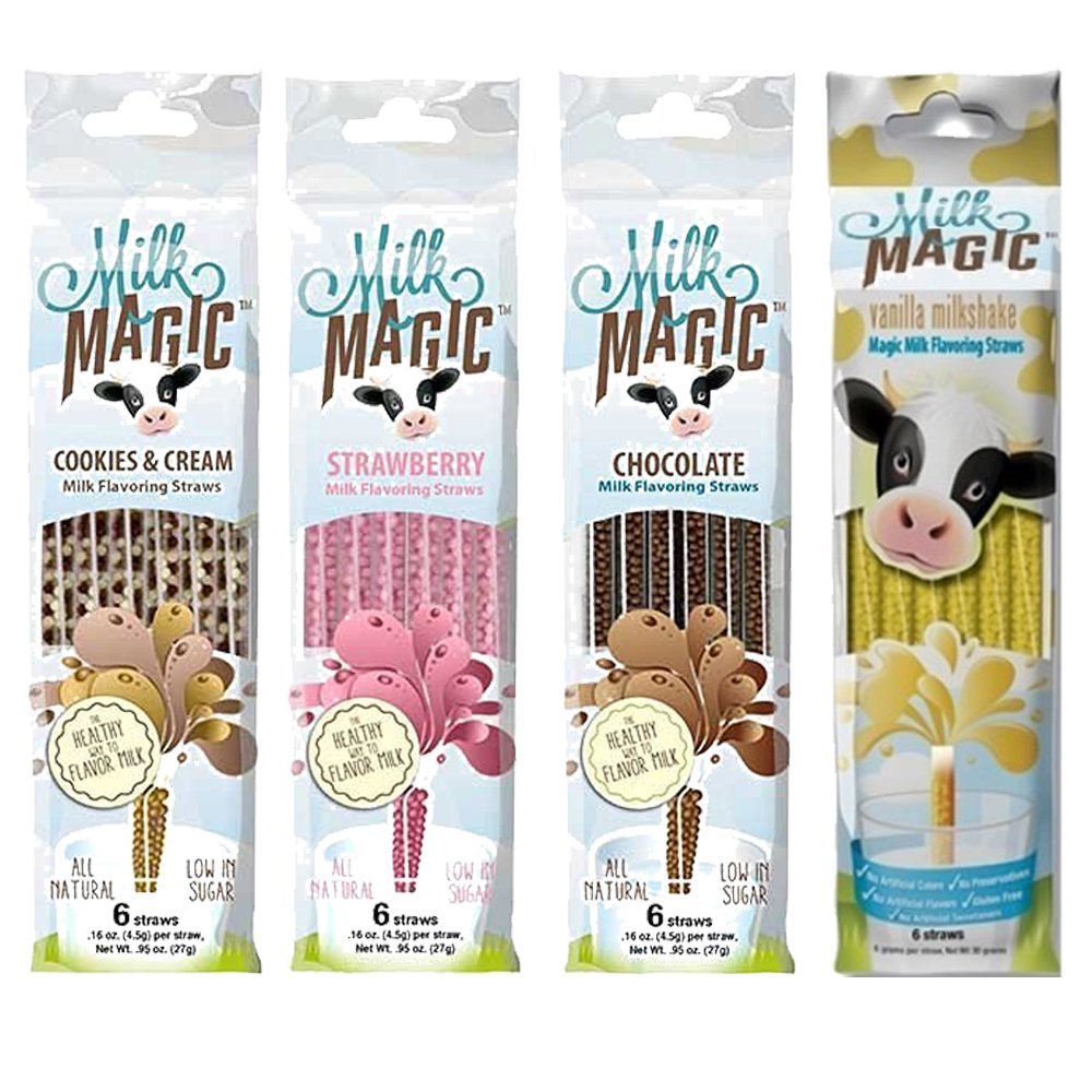 4 Packs Official Milk Magic Flavored Straws Chocolate