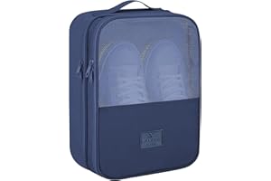 CALACH Shoe Bags for Travel Holds 3 Pairs of Shoes, Travel Essentials Packing Cubes Storage Pouch for Flying Carry on Luggage (French Navy L ▍up to shoe size 12)