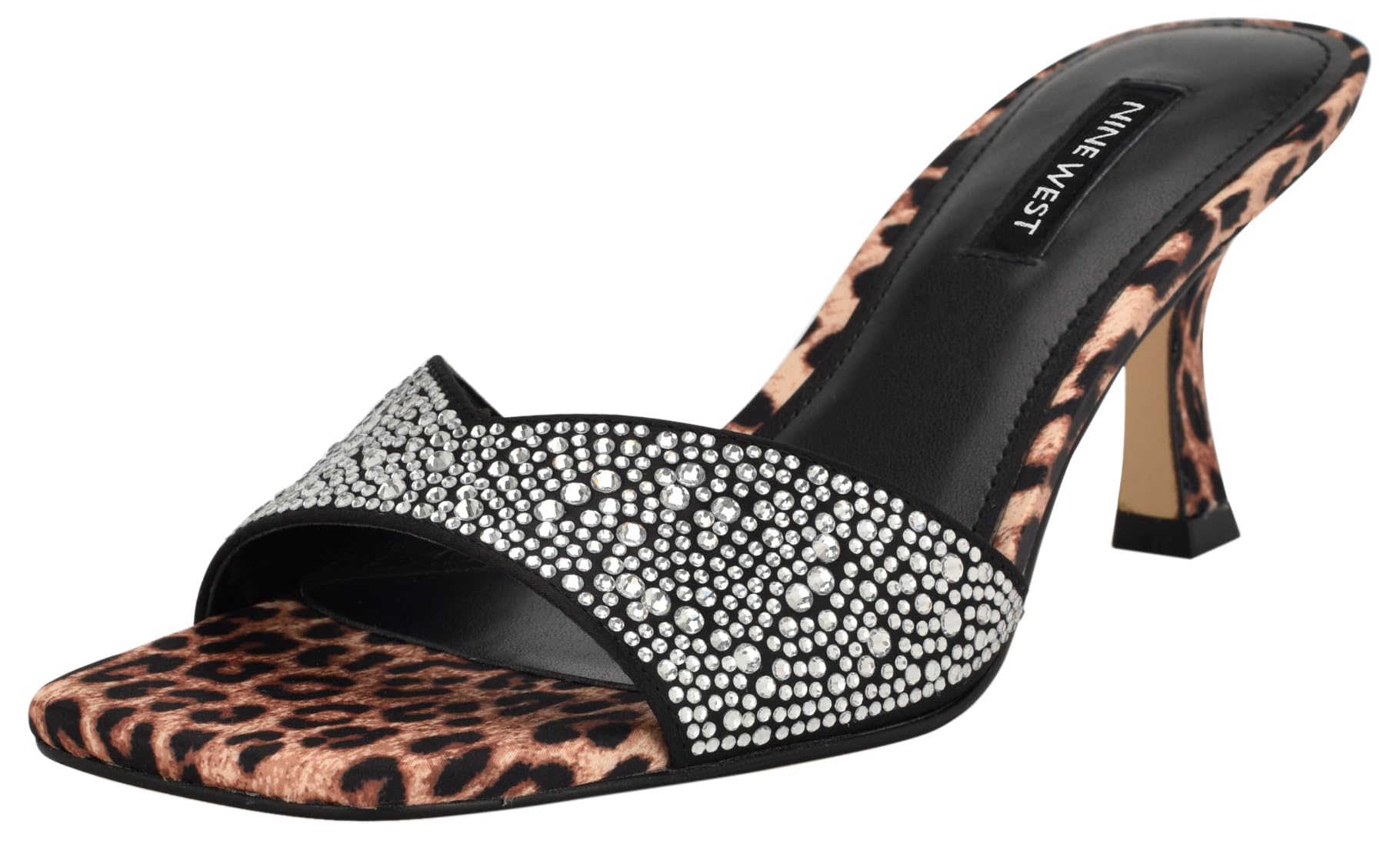 Nine West Women’s Rokke Heeled Sandal, Black Satin 003, 9.5