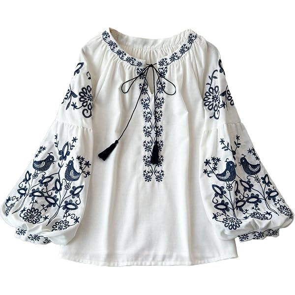 Women's Floral Peasant Blouse - 3/4 Sleeve Collared Boho Top, Relaxed Fit For Vacation