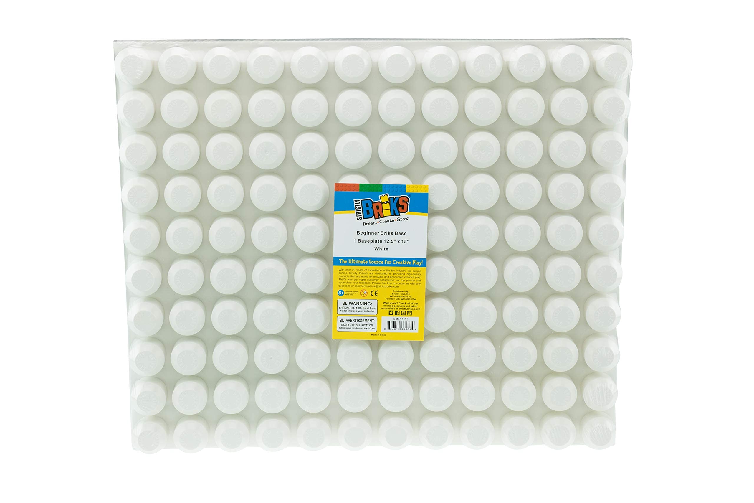 Strictly Briks Toy Building Block, Beginner Baseplates with Large Pegs for Toddlers, Compatible with Mega Bloks First Builder Blocks, White, 32 x 38 cm