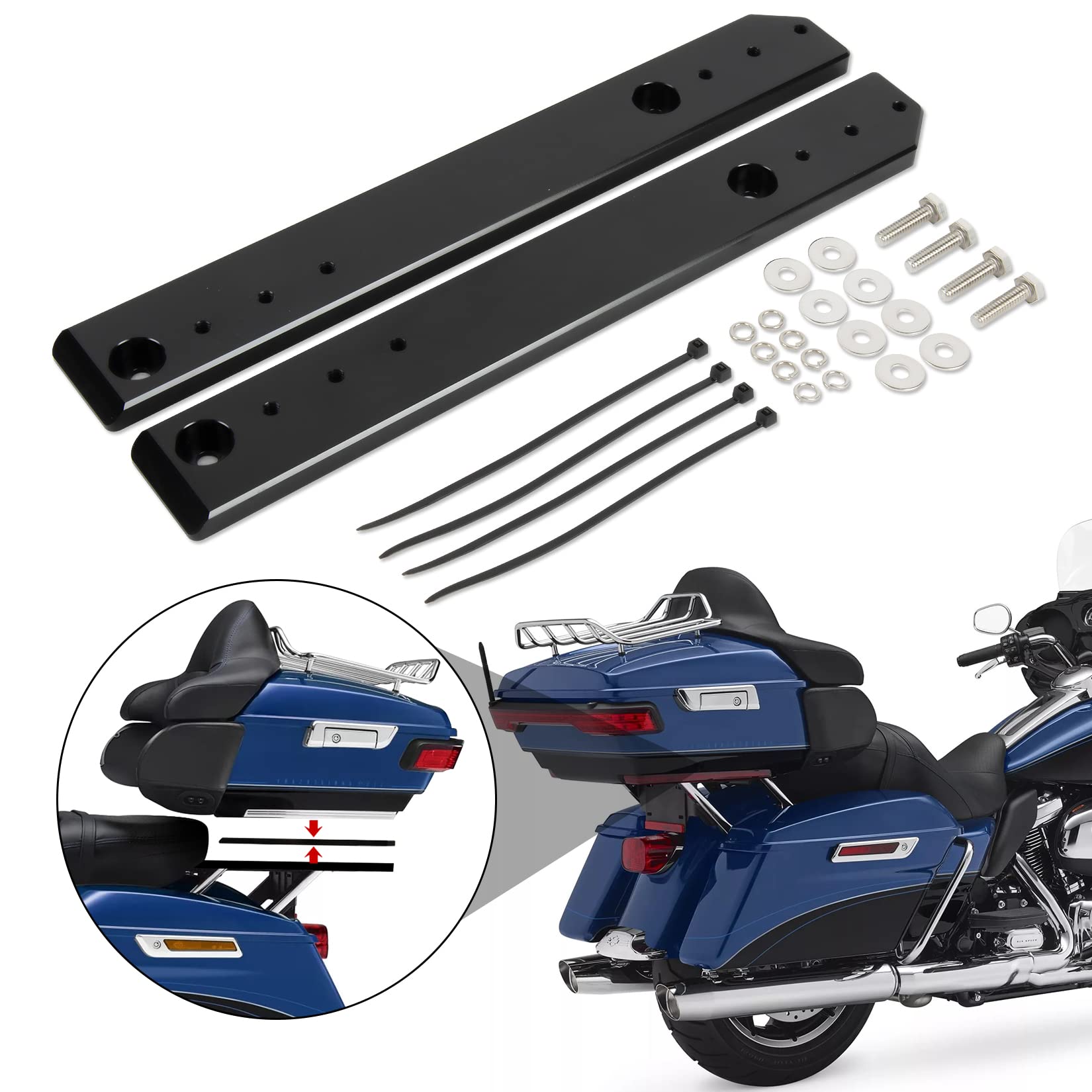 Photo 1 of PSLER Trunk Luggage Relocator Kit Mount Tour Pack Extend Plate Rack Adjustable 1''-3'' for Touring Road King Electra Street Road Glide Trikes Tri Glide 2009-2013