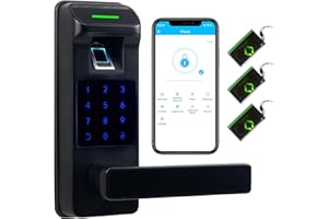 Harfo Fingerprint Door Lock, Heavy Duty Full APP Control Touchscreen Keypad Keyless Lock with Reversible Handle, Perfect for Home/Office/Bedroom Doors (Black)