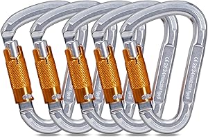 RESQT 25KN Auto Locking Climbing Carabiner Clips, Heavy Duty Climbing Carabiners Twist Lock, for Rock Climbing, Camping, Rappelling, Hunting, Rescue Equipment