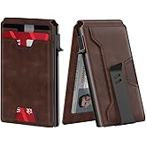 typecase Mens Wallet Card Holder: Pop Up Card Case, Genuine Leather, Smart, RFID Blocking, Slim, Minimalist, Thin, Front Pocket - 9-13 Card Capacitiy | ID Window | Money Clip (Brown)