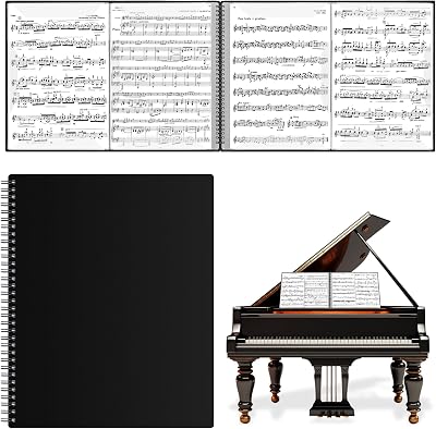 Irich A4 Sheet Music Folder 60 Pages 15 Sleeves Writable Choir Folder Black