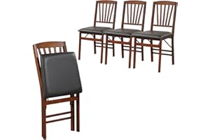 Giantex Folding Dining Chairs Set of 4, Foldable Wood Kitchen Chairs with Padded Seat, Solid Wood Frame, Max Load 400 Lbs, No