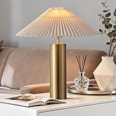 YJSQOEOE Modern Table Lamp with Pleated Blade Lampshade and Cylindrical Base, E26 Bulb Compatible, Contemporary Accent Light 