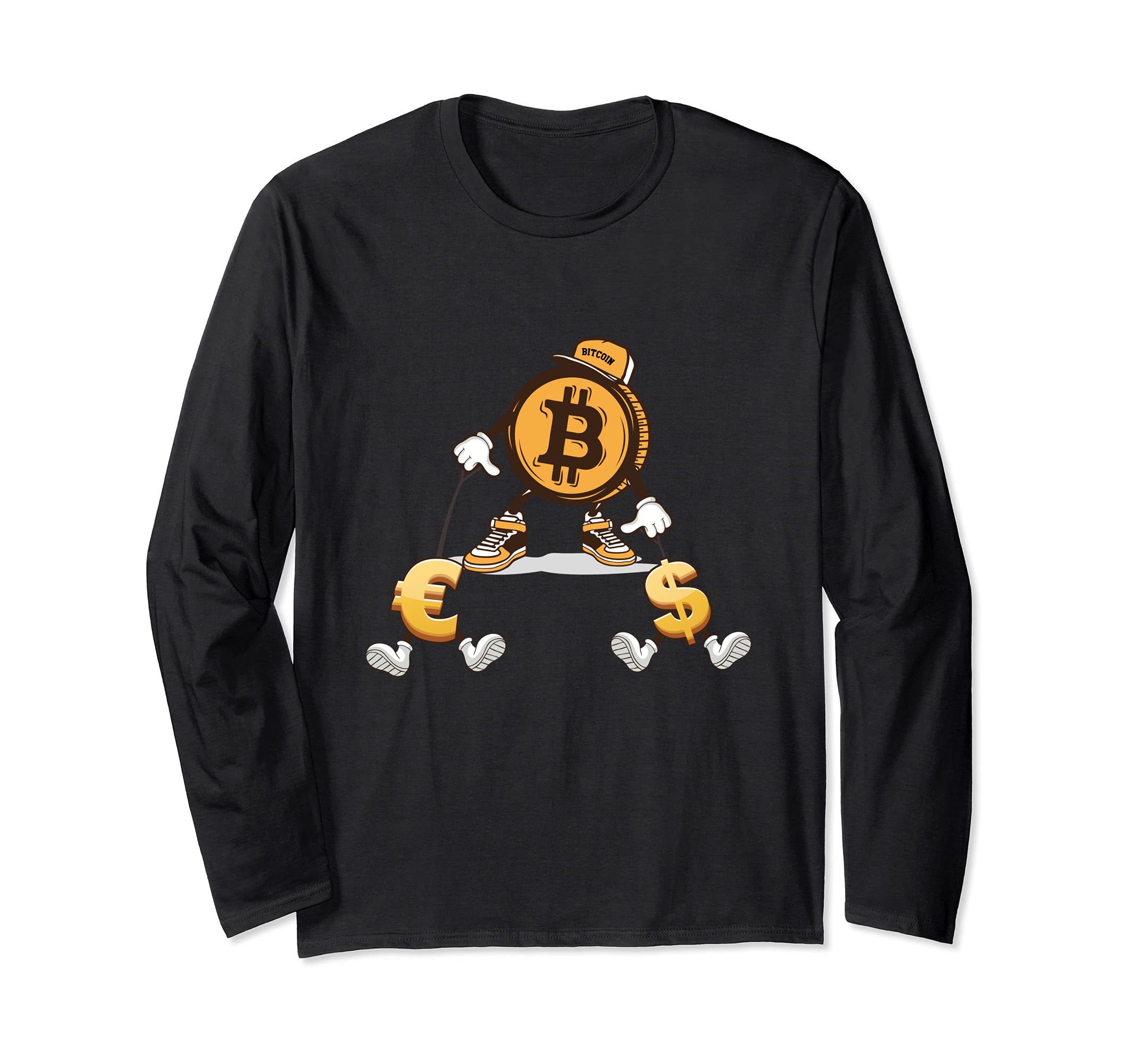 Bitcoin Dollar Euro Dog Leash Coin Money Cryptocurrency Long Sleeve T-Shirt