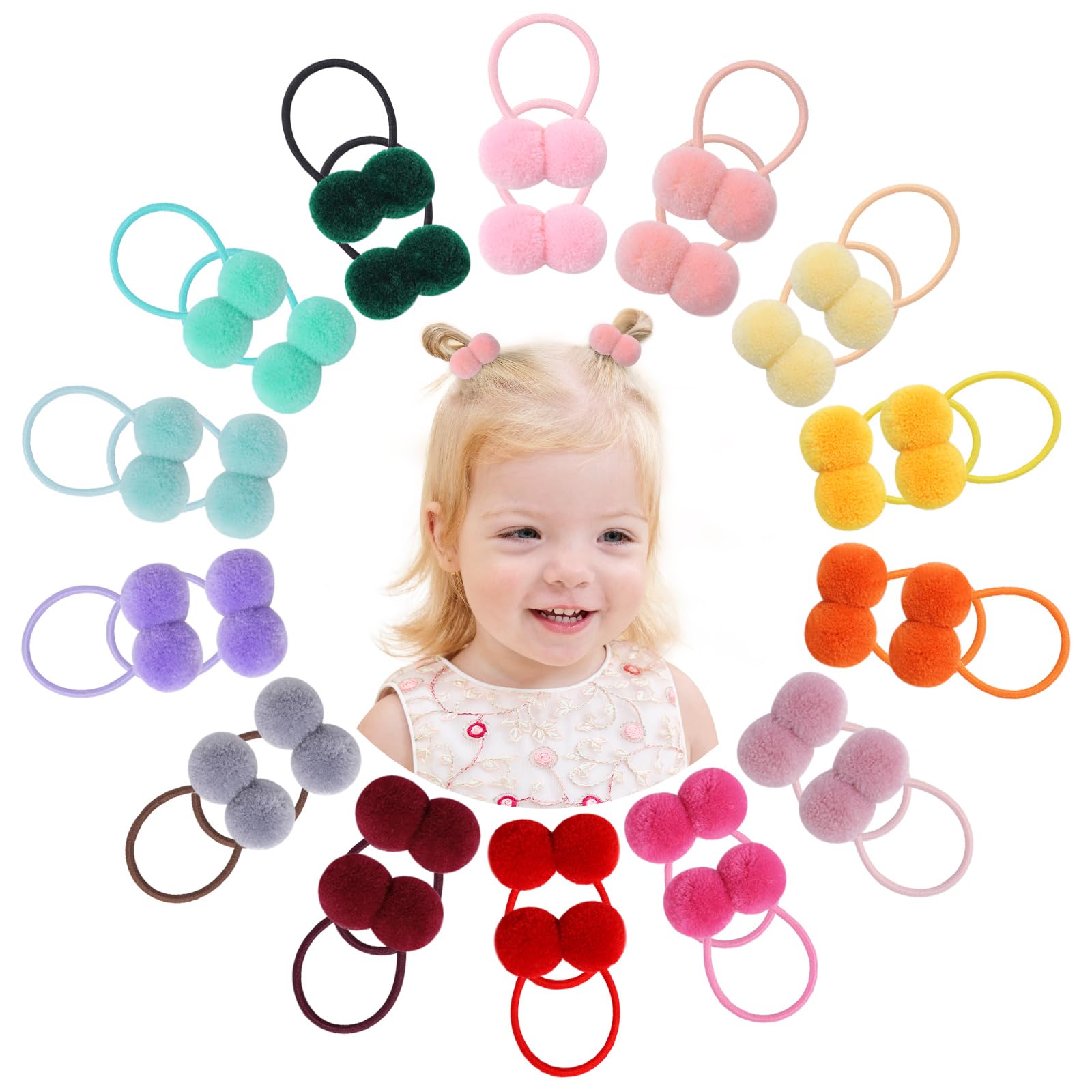 28pcs Baby Girls Hair Ties Elastic Headband Soft Rubber Hair Band Multicolored Ponytail Holder for Toddlers Kids