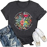 IFQ Womens Inspirational Shirts Grow Positive Thoughts T-Shirt Motivational Floral Wildflower Tee