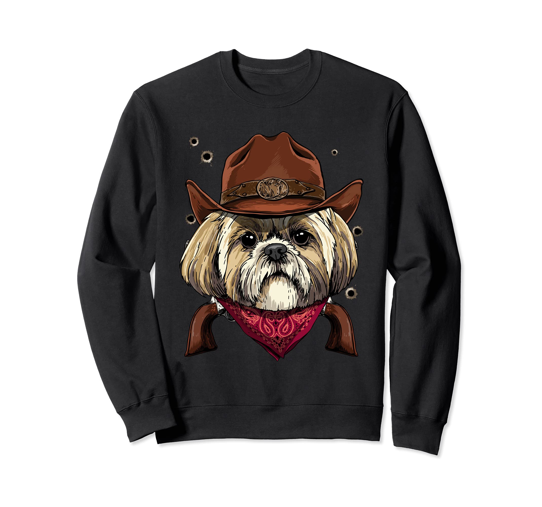 Cowboy Shih Tzu Western Rodeo Cowboy Hat and Bandana Dog Sweatshirt