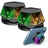 EGKimBa Magnetic Diamond Bluetooth Speaker, Small Wireless Speaker with Multi RGB Color Light Show, Portable Phone Stand for iPhone, Android, TWS Pairing- 2 Pieces